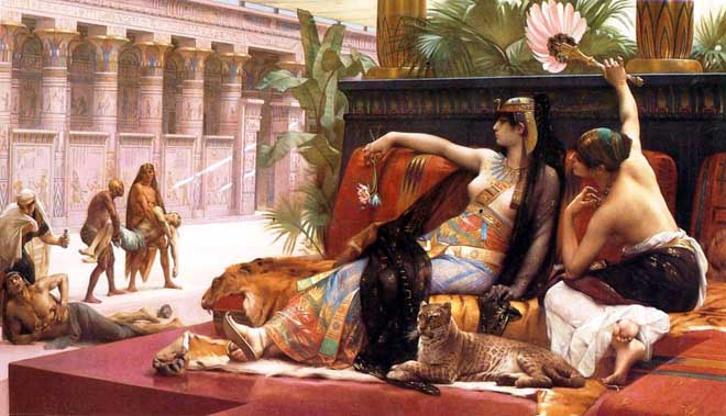 Kleopatra testira otrove na osuđenicima -Alexandre Cabanel (1887). Wikipedia