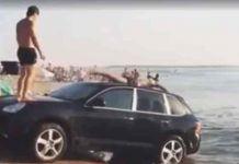 Evo kako bogati Rusi luduju na plaži: Porše Kajen koriste kao skakaonicu i tobogan